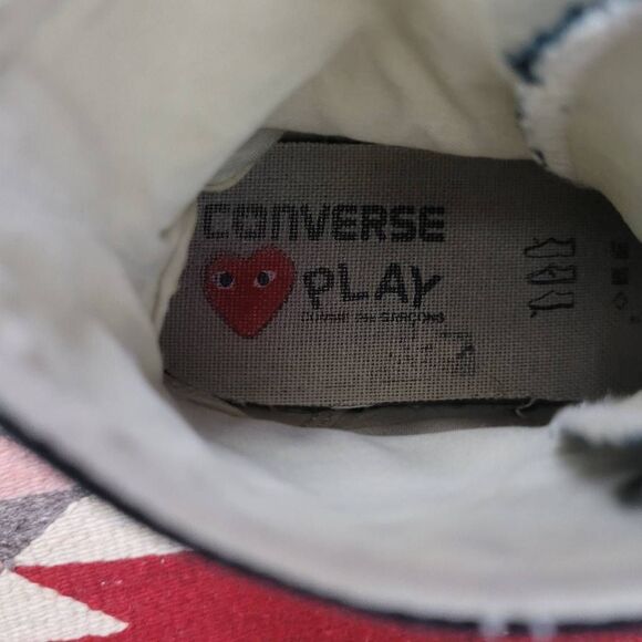 Converse x Comme De Garcons Play High Top Sneakers Sz W 7 M 5 Hidden Heart Black - Picture 8 of 9